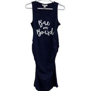 Motherhood Maternity Womens Blue Bae on Board Maxi Sleeveless Ruched Sides Dress
